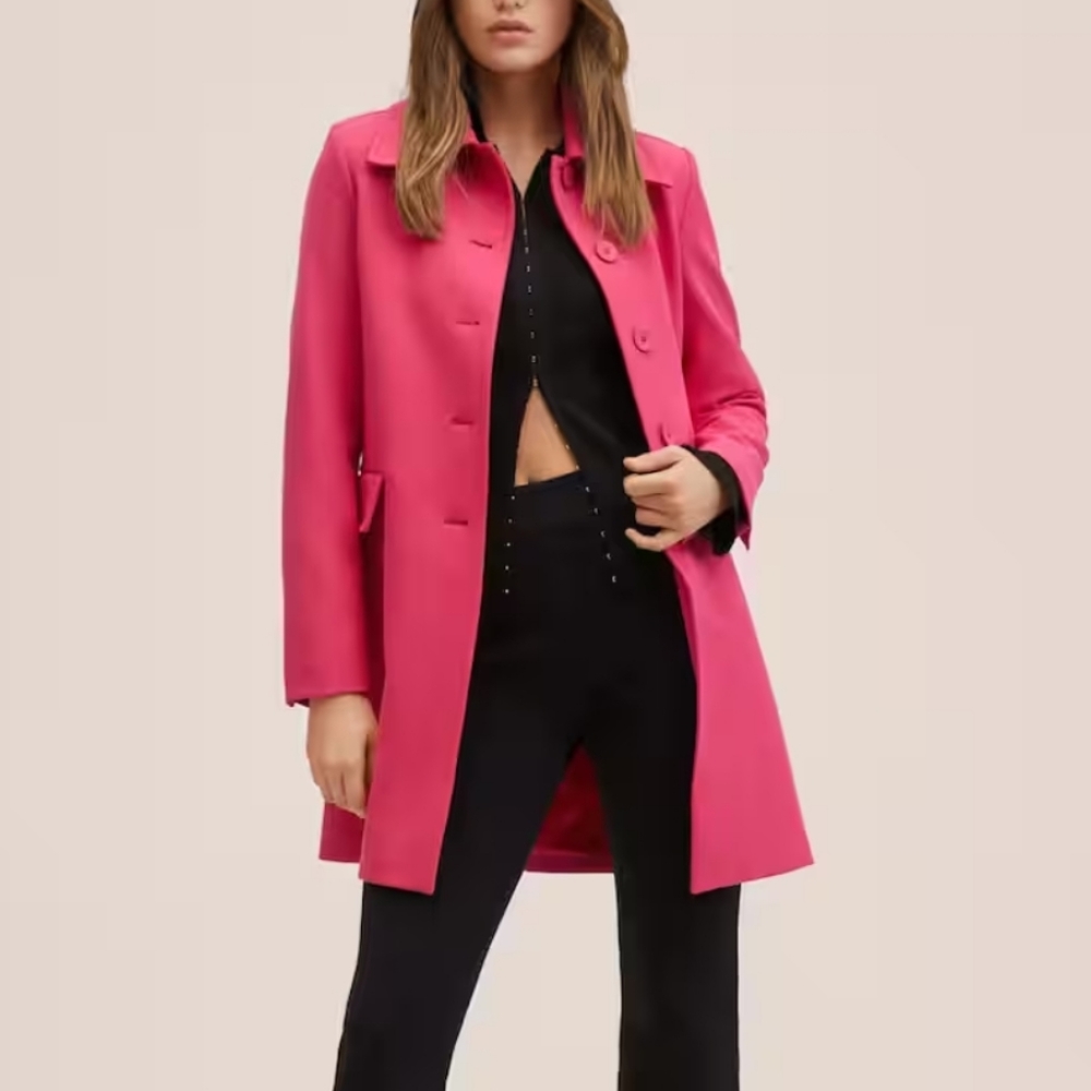 MANGO size Small Hot pink fitted tailored coat maximalist statement bright